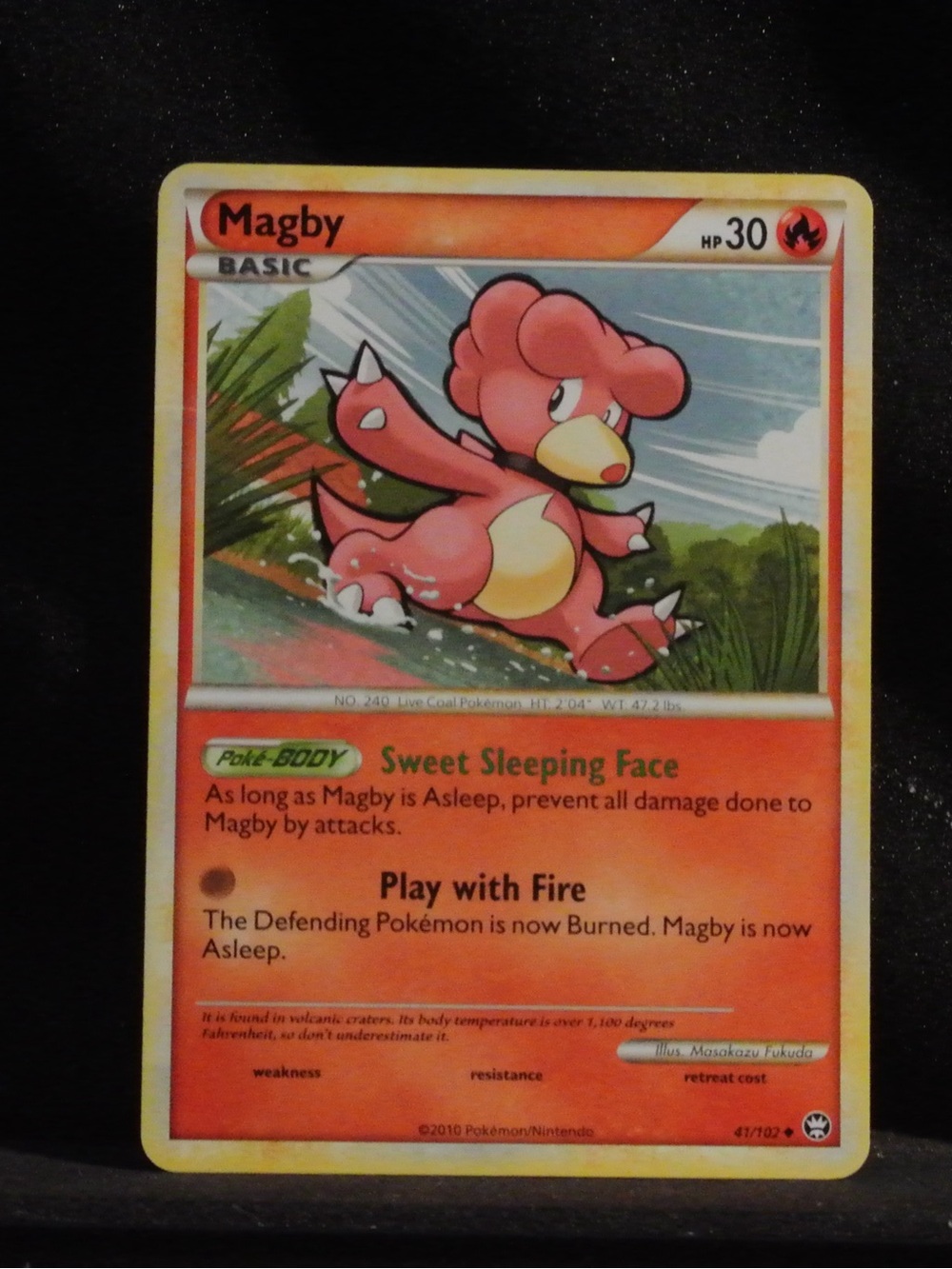 Pokemon Magby Card - Pink and Yellow Artwork